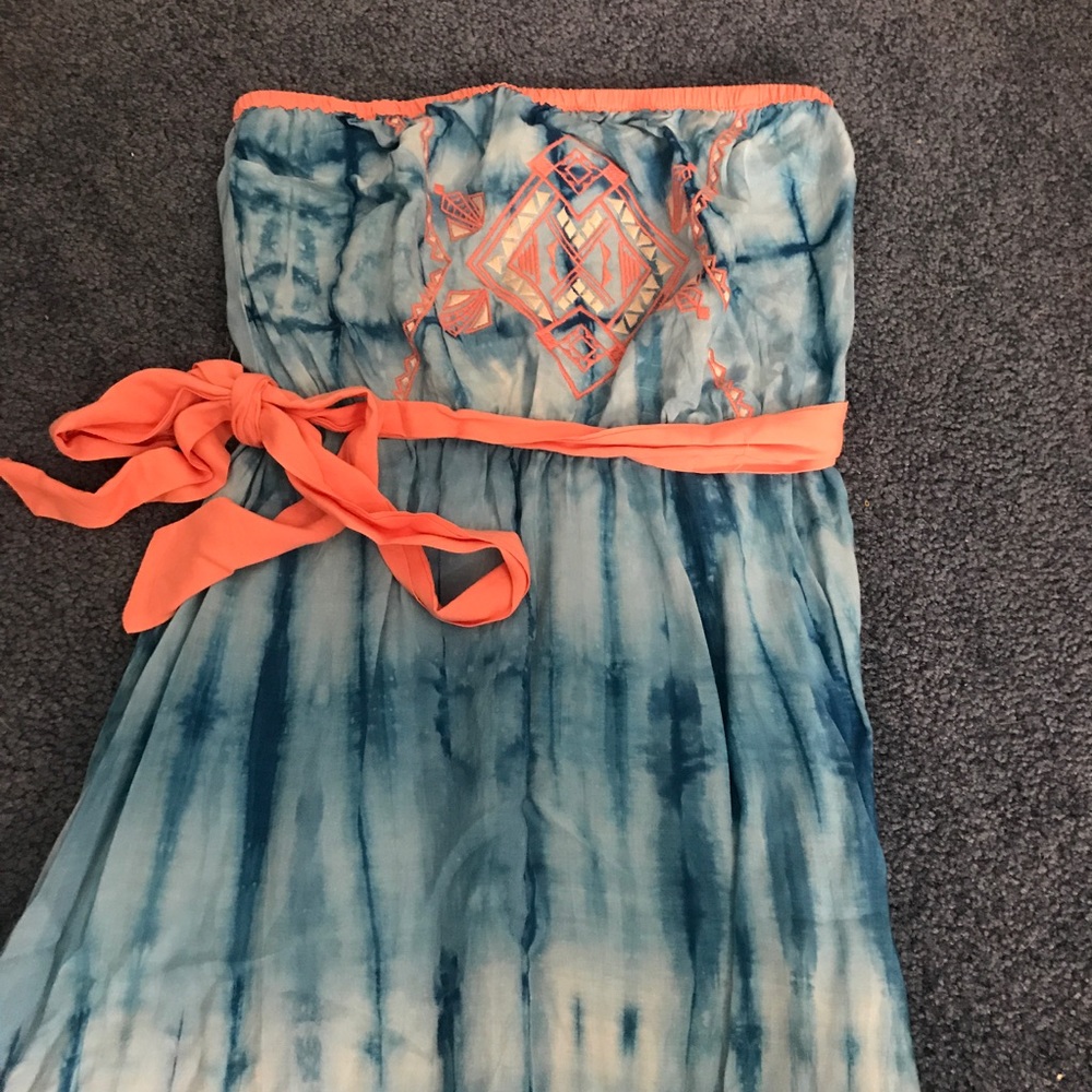 Blue and pink maxi dress
